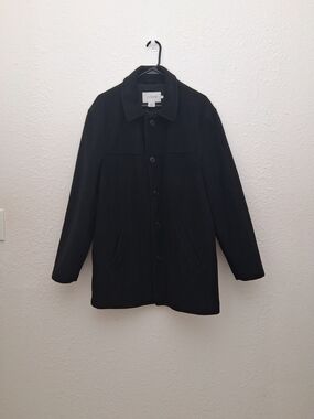 Men's J. Crew Wool Blend Full Button Mid-Length Pea Coat : Medium : Black